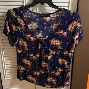 Blue floral blouse
